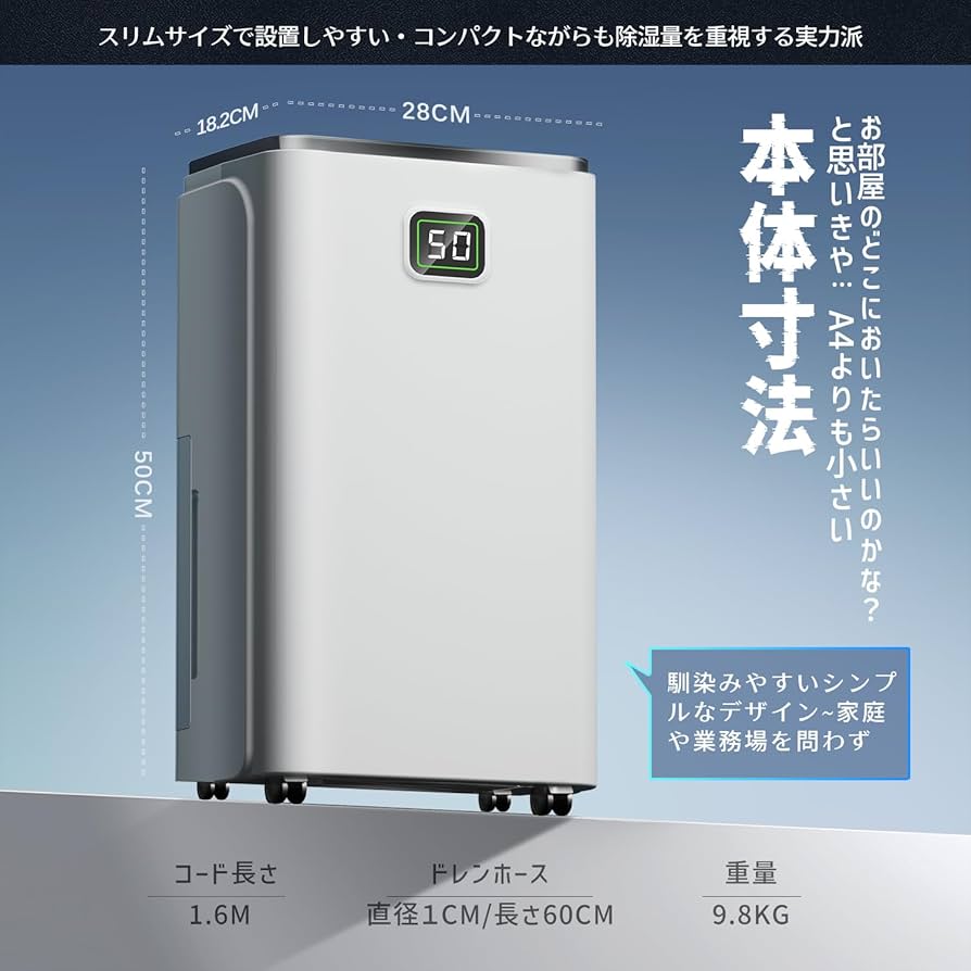 2025新型・コンプレッサー式 除湿機 除湿量12L/日 部屋干し乾燥 Amazon | 除湿機 衣類乾燥 除湿量12L/日「2025新型